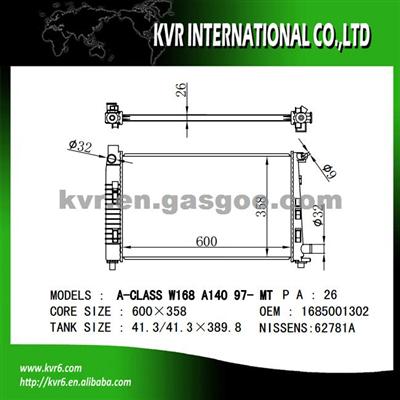 Complete Radiator For BENZ A-CLASS W168/VANEO OEM 1685001102 1685001502 1685001702