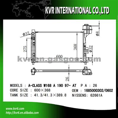 Competitive Radiator For BENZ A-CLASS W168 OEM 1685000302 1685000602
