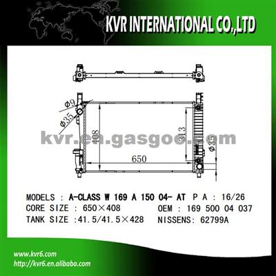 Assembly Radiator For BENZ A-CLASS W169/B-CLASS W245 OEM 1695000003 1695000403 1695000504