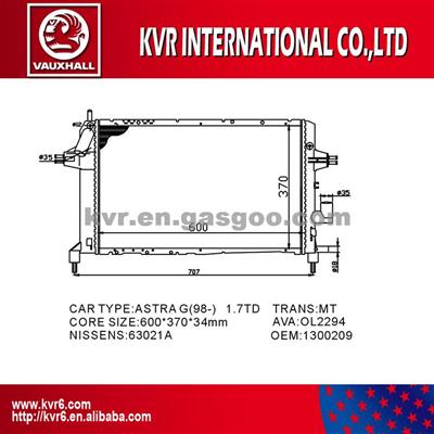 Aluminum Auto Radiator For VAUXHALL ASTRA G 1.7TD OEM 1300209/9192586/09129517