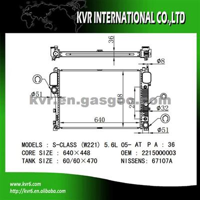 Radiator Factory For BENZ CL-CLASS W216/S-CLASS W221 OEM 2215002603 2215000003
