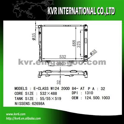 Car Radiator For BENZ E-CLASS W124 OEM 1245001003 1245002203