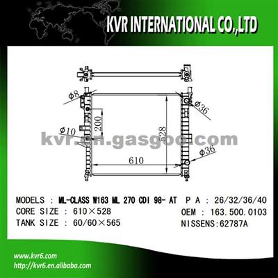 Automobile Radiator For BENZ M-CLASS W163 OEM 1635000103
