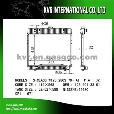 Factory Radiator For BENZ S-CLASS W126 OEM 1235013301