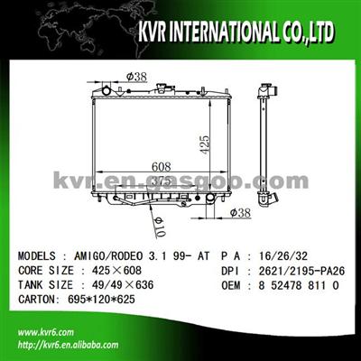 Alloy Radiator For ISUZU OEM 8524788110