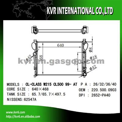 Auto Radiator For BENZ S-CLASS W220/SL-CLASS W230 OEM 2205000903