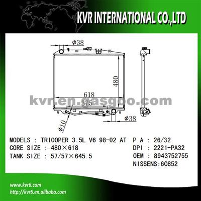 Aluminum Auto Radiator For ISUZU OEM 8943752755