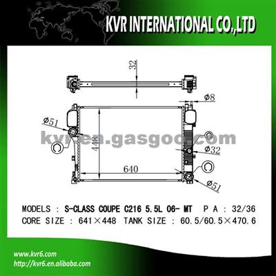 Auto Engine Cooling Radiator For BENZ S-CLASS Coupe C216 OEM 2215002503