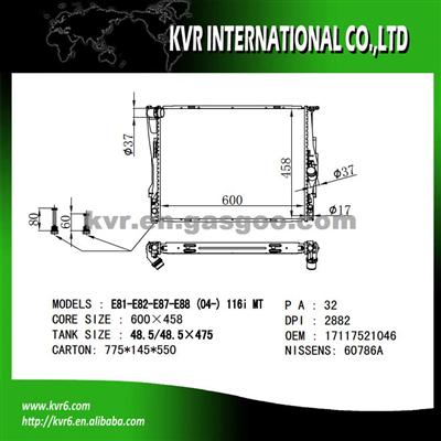 Assy Radiator For BMW 1 E81-E82-E87-E88/3 E90-E91-E92-E93 / X1 E84/Z4 E89 OEM 7521048