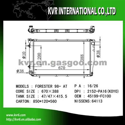 Cheap Radiator For SUBARU OEM 45199-FC100/FC021