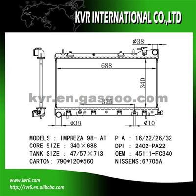 Competitive Price Radiator For SUBARU OEM 45111-FC340