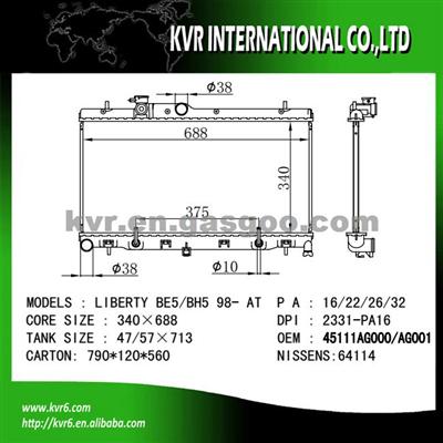 Radiator Manufacturer For SUBARU OEM 45111-AG000/AG001