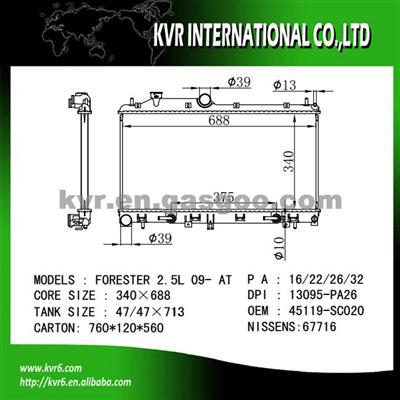 Radiator Assembly For SUBARU OEM 45119-SC020