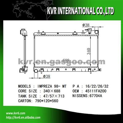 Automobile Radiator For SUBARU OEM 45111-FA200