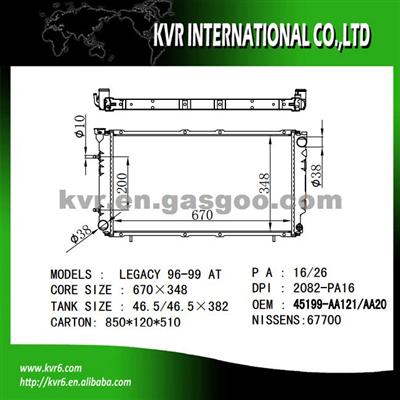 Radiator Factory For SUBARU OEM 45199-AA121/AA201