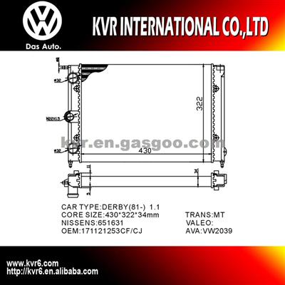 Assembly Radiator For VOLKSWAGEN DERBY/GOLF II/JETTA/PASSAT/POLO/SANTANA/SCIROCCO OEM 171121253CJ