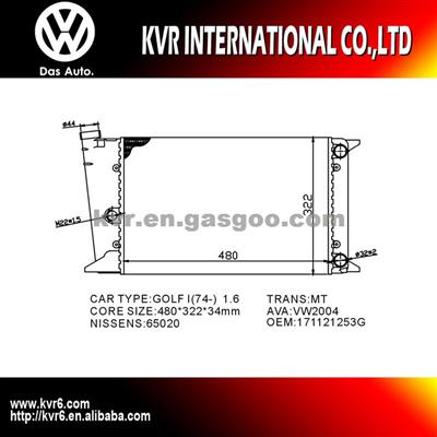 High Cooling Efficiency Car Radiator For VOLKSWAGEN GOLF I/JETTA/SCIROCCO OEM 171121253G