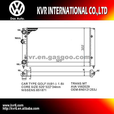 OE Quality Radiator For VOLKSWAGEN GOLF III OEM 6N0121253J