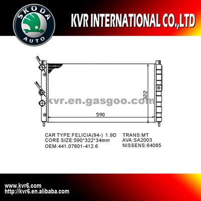 High Cooling Efficiency Car Radiator For SKODA FELICIA OEM 6U0121253A