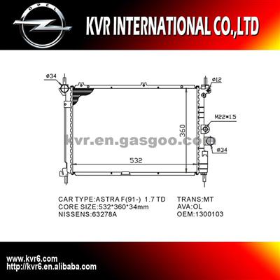 Radiator Assembly For OPEL ASTRA F/KADETT E OEM 1300103 90352934