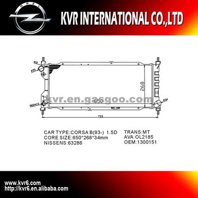 High Quality Auto Radiator For OPEL COMBO/CORSA B OEM 1300151