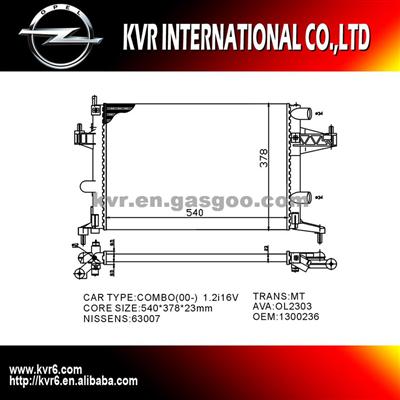 Mechanical Auto Radiator For OPEL COMBO/CORSA C/TIGRA B OEM 1300236 1300250 25555161