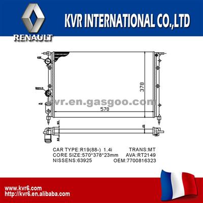 Car Aluminum Radiator For RENAULT R19 OEM 7700816323