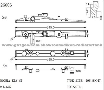 Auto Radiator Plastic Tank KIA MT