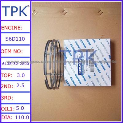 Komatsu 6D110,6D110-1,S6D110,SA6D110,SA6D110-1 Piston Ring Set, 6138-32-2200,6138-31-2020