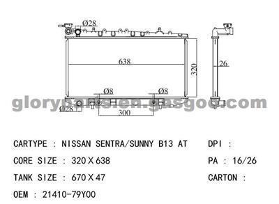 NISSAN Sentra Radiator 21410-79Y00 AT300mm