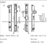 Auto radiator plastic tank for Toyota Prius MT