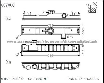 Auto radiator plastic tank for SUZUKI ALTO 85 (AR 1009) MT