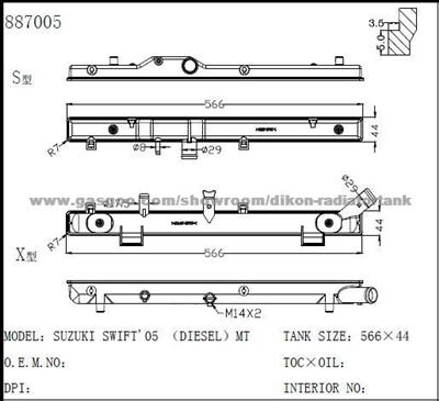 Auto radiator plastic tank for SUZUKI SWIFT 05 DIESEL MT