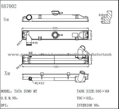 Auto radiator plastic tank for SUZUKI TATA SUMO MT