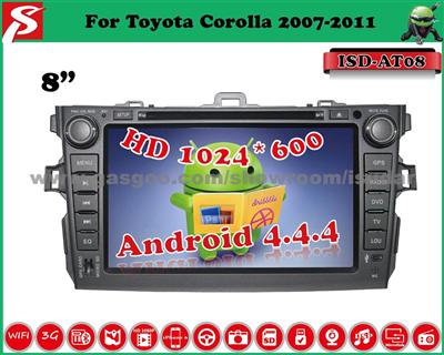 8inch Android 4.4.4 Car GPS Navigator For TOYOTA COROLLA 2007-2011 Supports BT/GPS/IPod/Wi-Fi/3G/OBD