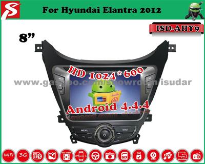 8inch Android 4.4.4 Car GPS System For Hyundai Elantra, Supports Bluetooth/GPS/IPod/Wi-Fi/3G/OBD