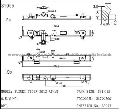 Auto radiator plastic tank for SUZUKI TIGER 2012 AT/MT