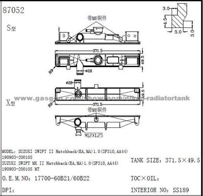 Auto radiator plastic tank for SUZUKI SWIFT II HATCHBACK (EA, MA) 1.0 AA44) 198903-200105