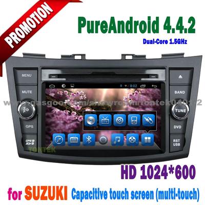 New android 4.4 2 din car dvd with gps player for suzuki swift BT TV mirror link wifi hotspot TONTEK