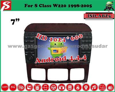 7inch Android 4.4.4 Car GPS Navigation For Benz S Class W220, Supports BT/GPS/IPod/Wi-Fi/3G/OBD