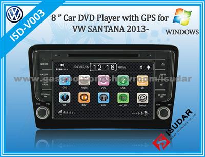 8inch Wince System Car DVD Player For VW Santana 2013, Wi-Fi, 3G,1080p Video Play, Support IPhone 5s/CPU800M