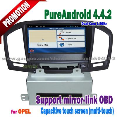 Popular multi-media player for opel insignia android 4.4.2 with GPS WIFI 3G BT radio mirro r link SWC