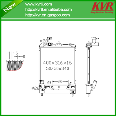 Mechanical Auto Radiator FOR MITSUBISHI 04- Ekwagon OEM MR635674, 1350A034, 1350A035