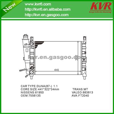 High Performance Auto Radiator FOR FIAT FIORINO 1.3 OEM 7556135 /7739937/ 7652127/7628968