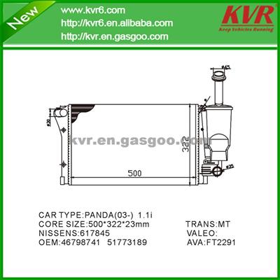 Aluminum Car Radiator FOR FIAT PANDA 1.1 OEM 51729379/46798741/51773190