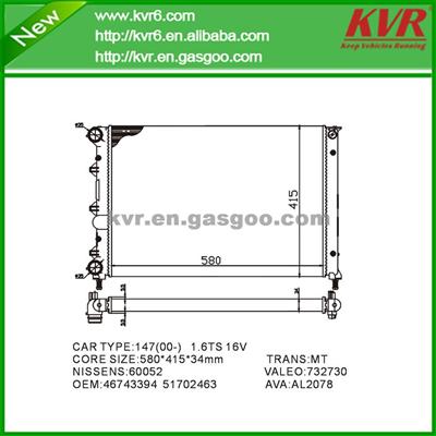 Competitive Radiator FOR FIAT ALFA 1.6 OEM 46743394/51702463