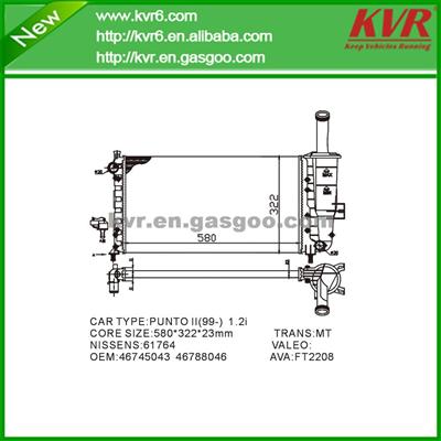 Fin Tube Radiator FOR FIAT PUNTO 1.2 OEM 46745043