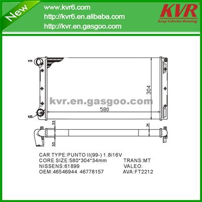 Aftermarket Radiator FOR FIAT PUNTO Van (188AX) OEM 46546944/46778157/46776301/46524619/51714679