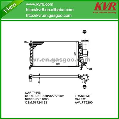 Car Aluminum Radiator FOR FIAT PUNTO Van (188AX) OEM 51724183