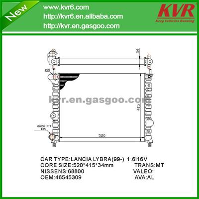 Competitive Radiator FOR FIAT LYBRA SW (839BX) OEM 46545309